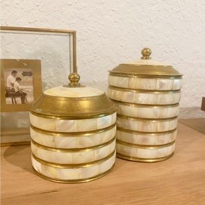 VINTAGE PEARL AND BRASS canisters